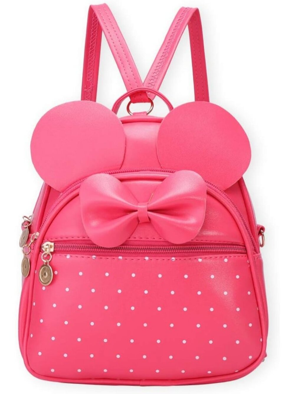 Women Girls Coral Mini Backpack Cute Bowknot Convertible Shoulder Bag